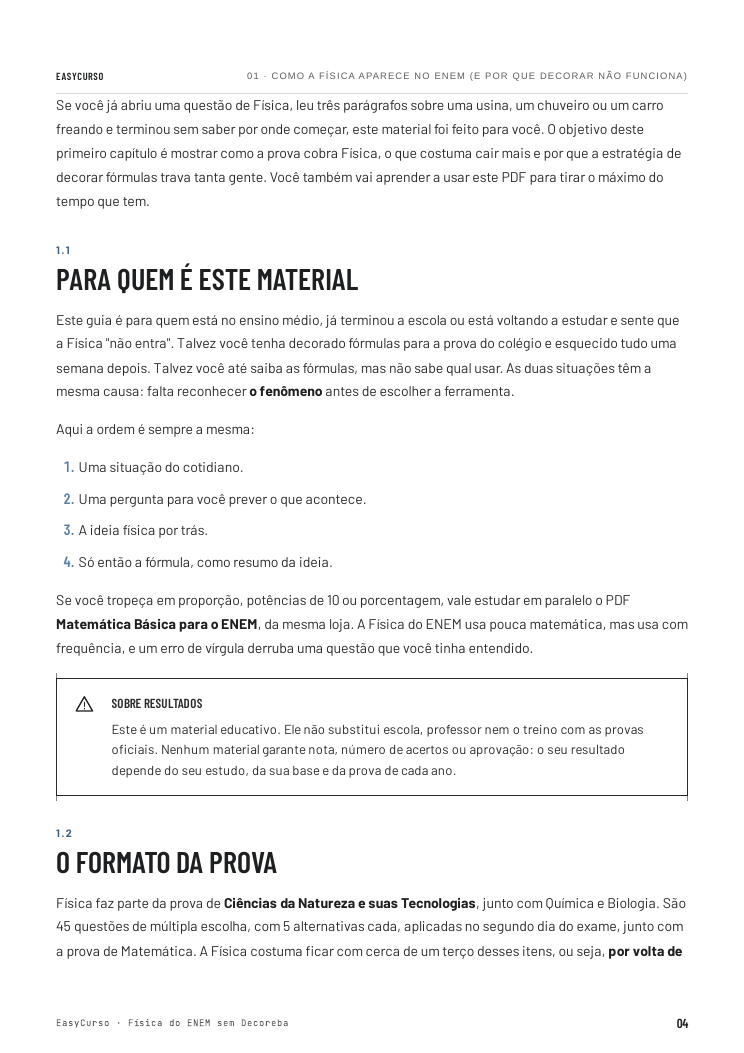 Página de amostra 2 do material Física do ENEM sem Decoreba